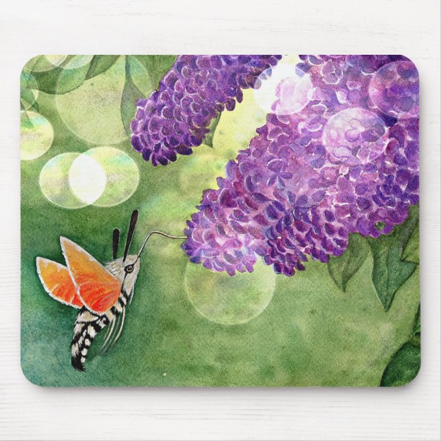Mousepad Hummingbird Hawk Moth e Lilacs (Frente)
