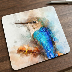 Mousepad Hummingbird num galho Aquarela - 01