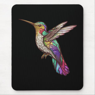 Mousepad Hummingbird Pássaro Retrato Animal Vidro Estido