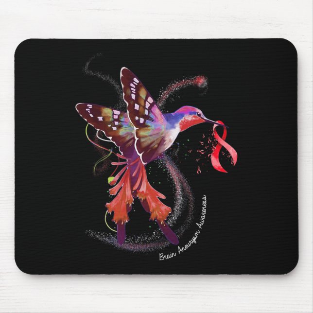 Mousepad Hummingbird Segurando Borgonha Cérebro da Fita da  (Frente)