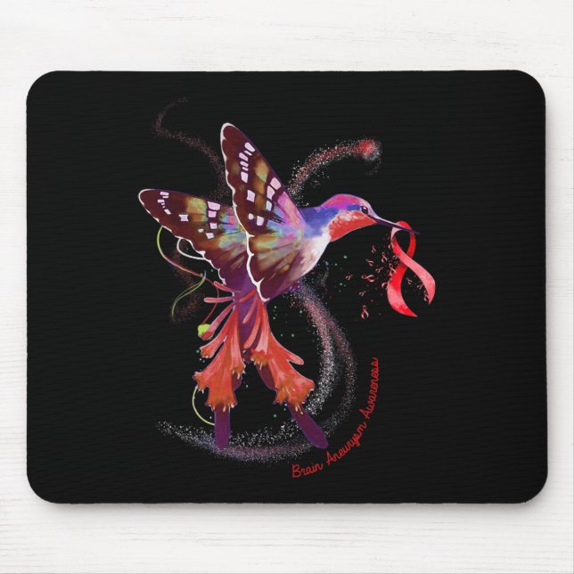 Mousepad Hummingbird Segurando Borgonha Cérebro de Fita Ane (Frente)