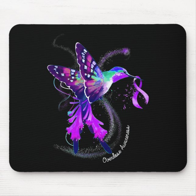 Mousepad Hummingbird Segurando Sobredosagem de Fita Roxa Aw (Frente)
