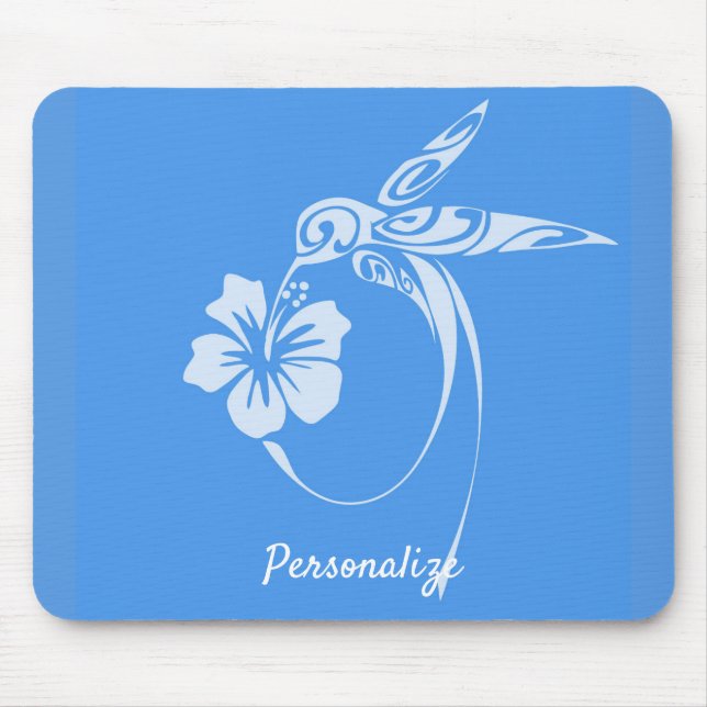 Mousepad Hummingbird Simples e Elegante Azul e Branco (Frente)