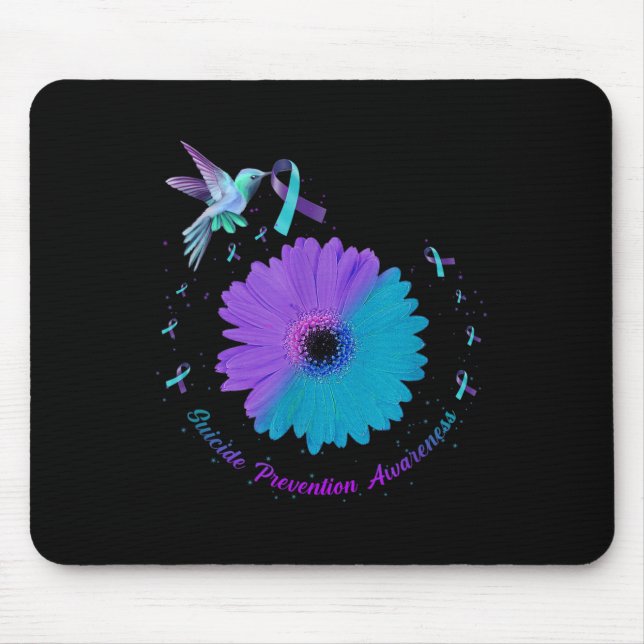 Mousepad Hummingbird Sunflower Hearple Ribbon Suicídio (Frente)