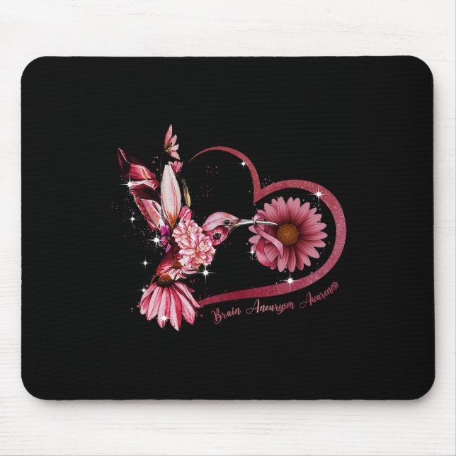 Mousepad Hummingbird Sunflower Heart Burgundy Ribbon Brain  (Frente)