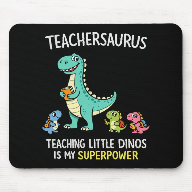 Mousepad Humor de professor Teachersaurus com pequenos dino (Frente)