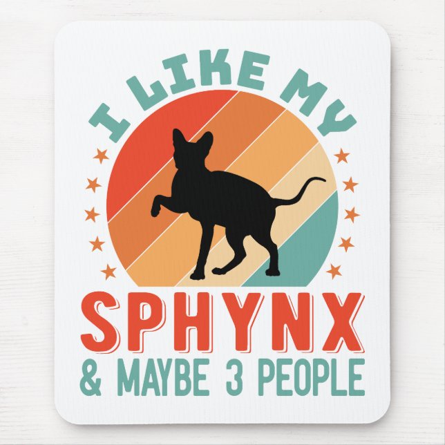 Mousepad Humor de Proprietário de Gatos Sphynx, Sem Cabelo, (Frente)