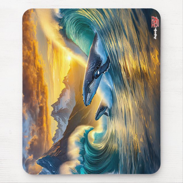 Mousepad Humpbacks em Sunset Design por rico AMeN Gill (Frente)
