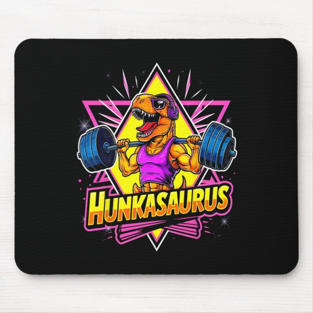 Mousepad Hunkasaurus Gym Workout T-rex Powerlifting Bodybui (Frente)