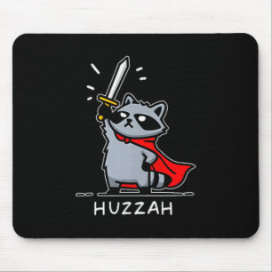 Mousepad Hurra Mapache Cavaleiro Citação Meme Espada Divert