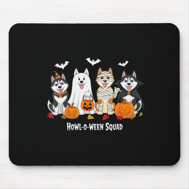 Mousepad Husky Halloween Howl O Ween Squad  (Frente)