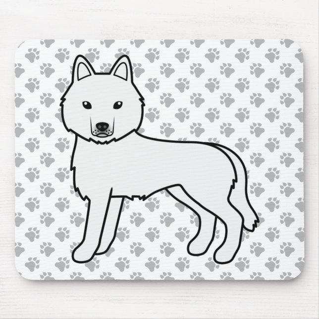 Mousepad Husky Siberiano Branco Cachorro de Desenho Animado (Frente)