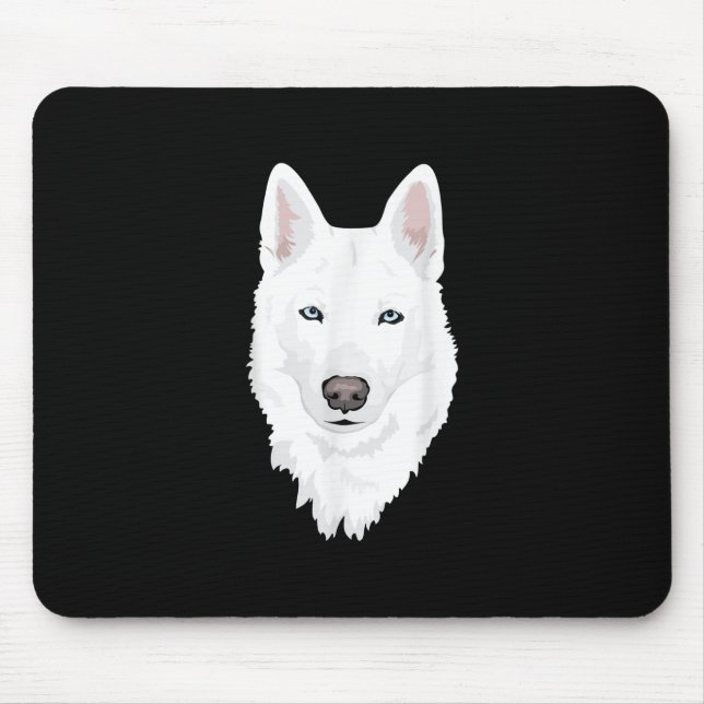 Mousepad Husky Siberiano Branco espantoso - Neve Branca Doc (Frente)