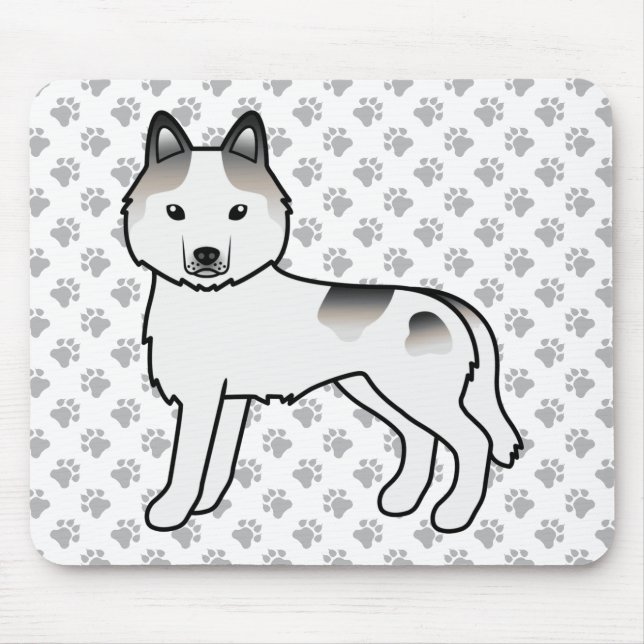 Mousepad Husky Siberiano Cartunesco Cinza Piebald Fofo (Frente)