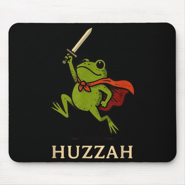 Mousepad Huzzah Frog Knight Funny Sword Meme Quote  (Frente)