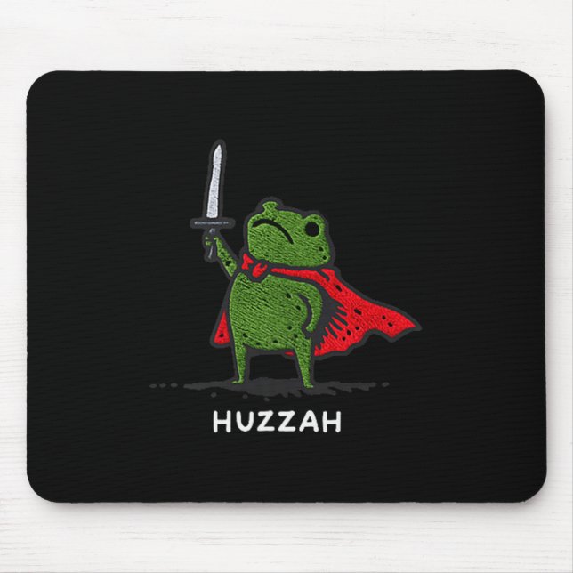 Mousepad Huzzah Frog Knight Funny Sword Meme Quote  (Frente)