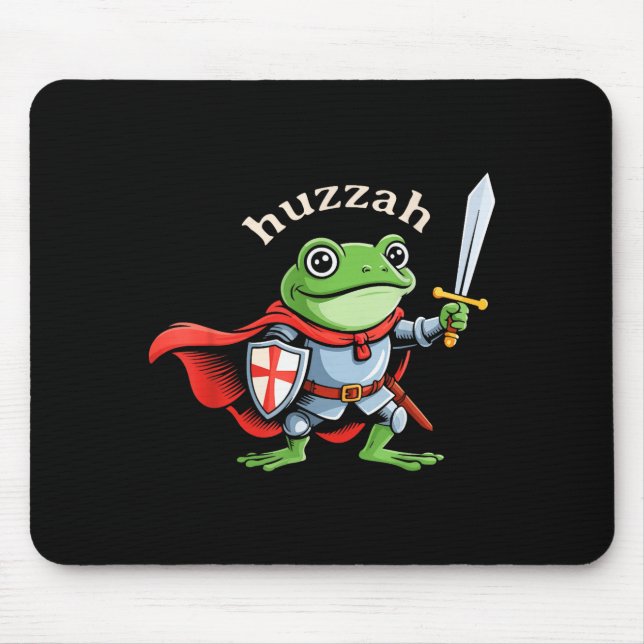 Mousepad Huzzah Frog Knight Funny Sword Meme Quote Medieval (Frente)