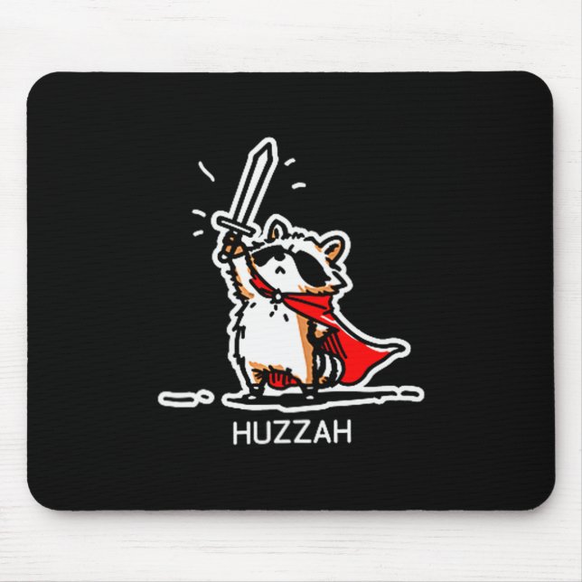 Mousepad Huzzah Raccoon Knight Funny Sword Meme Quote  (Frente)
