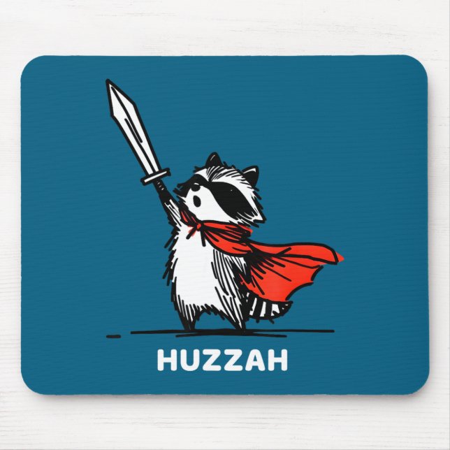Mousepad Huzzah Raccoon Knight Funny Sword Meme Quote  (Frente)