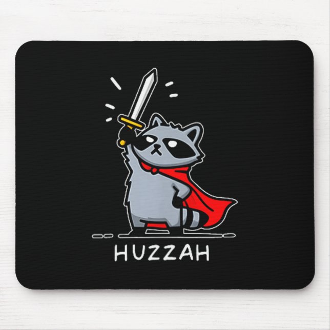 Mousepad Huzzah Raccoon Knight Funny Sword Meme Quote  (Frente)