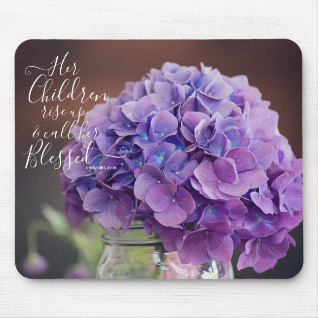 Mousepad Hydrangea Dia de as mães-cristão púrpura Verso (Frente)