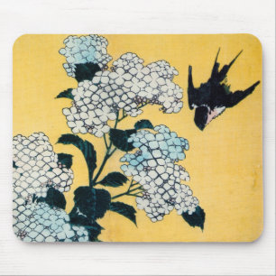 Mousepad Hydrangea e Swallow, Hokusai, Ukiyo-e