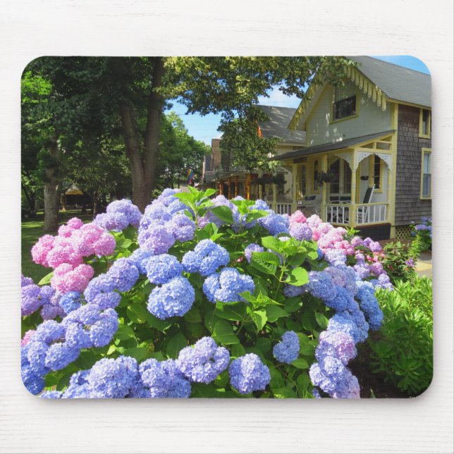 Mousepad Hydrangeas Azuis e Rosa - Vineyard de Martha (Frente)