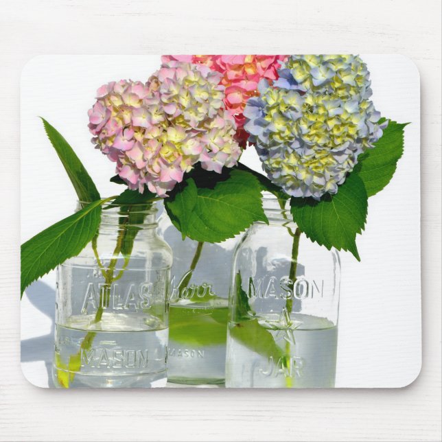Mousepad Hydrangeas e Mason jar (Frente)