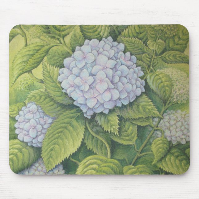 Mousepad Hydrangeas em Lanhydrock no Pastel (Frente)