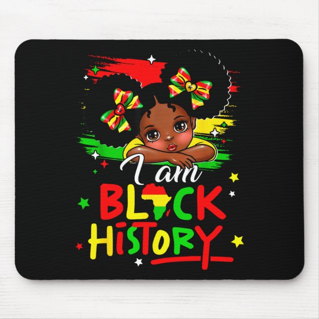 Mousepad I Am Black History Afro Girl Little Melanin Prince (Frente)