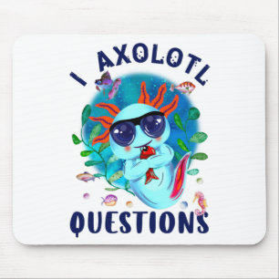 Mousepad I Axolotl, Cute Axolotl Blue Kawaii