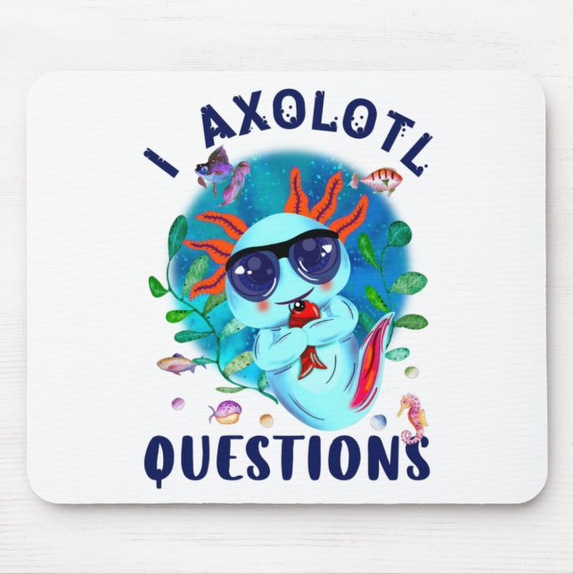 Mousepad I Axolotl, Cute Axolotl Blue Kawaii (Frente)
