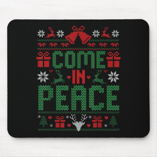 Mousepad I Come In Peace Couple Matching Ugly Christmas Swe (Frente)