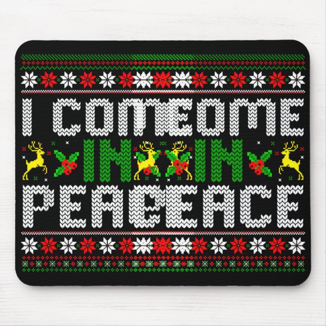 Mousepad I Come In Peace Couple Matching Ugly Christmas Swe (Frente)
