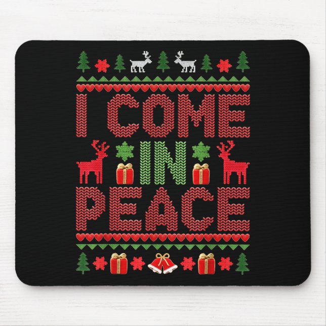 Mousepad I Come In Peace Couple Matching Ugly Christmas Swe (Frente)
