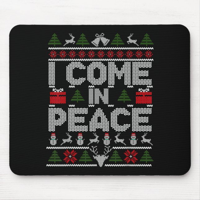 Mousepad I Come In Peace Couple Matching Ugly Christmas Swe (Frente)
