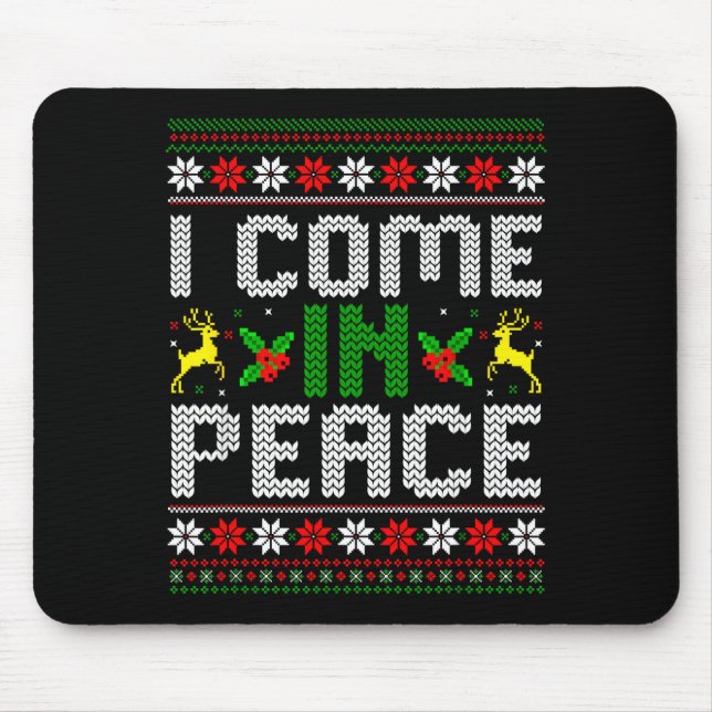 Mousepad I Come In Peace Couple Matching Ugly Christmas Swe (Frente)