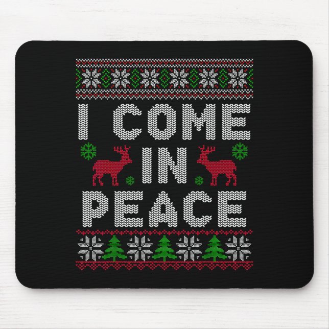 Mousepad I Come In Peace Couple Matching Ugly Christmas Swe (Frente)