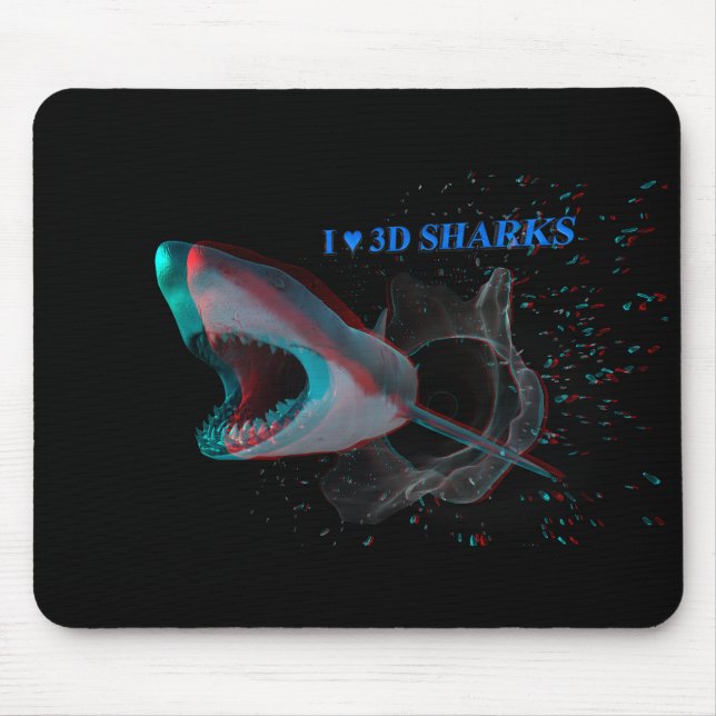Mousepad I Coração de Tubarões 3D (Frente)