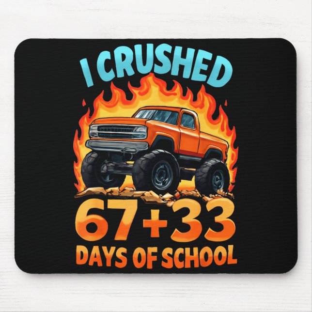Mousepad I Crushed 67 + 33 Days Of School Monster Truck Boy (Frente)