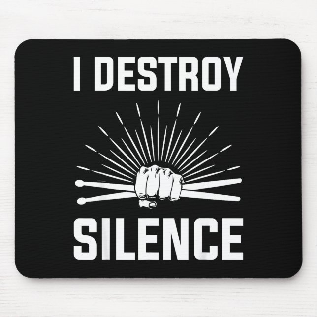 Mousepad I Destroy Silence Funny Drummer And Drum Player Qu (Frente)