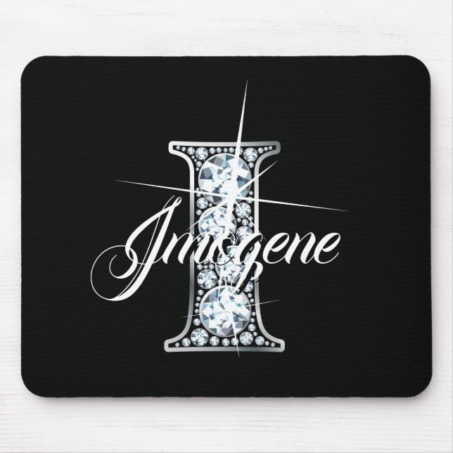 Mousepad I Faux Diamond Bling Monograma (Frente)