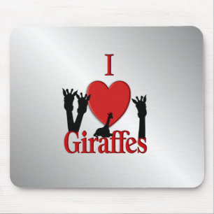 Mousepad I Heart Girafes Silver