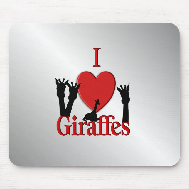 Mousepad I Heart Girafes Silver (Frente)