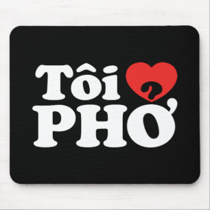 Mousepad I Heart (Love) Pho (Tôi9PHỞ) Língua vietnamita