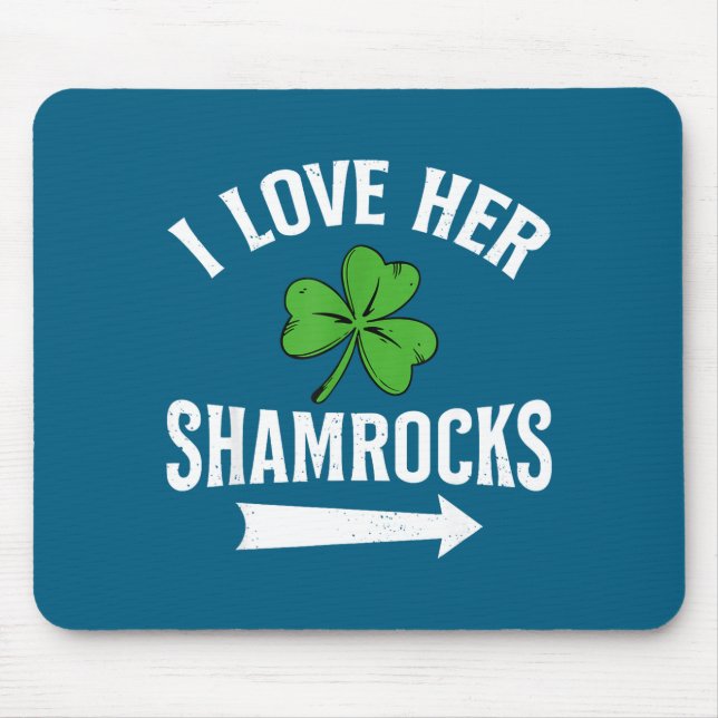 Mousepad I Love Her Shamrocks St. Patrick's Day Couple Outf (Frente)