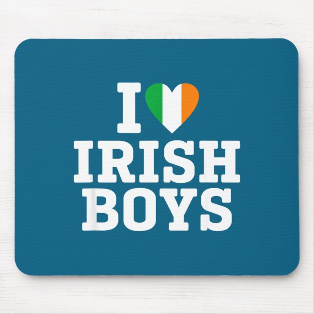 Mousepad I Love Irish Boys Ireland Flag Heart St Patricks D (Frente)