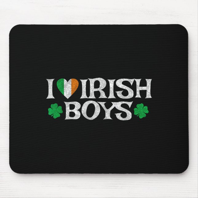 Mousepad I Love Irish Boys Lucky Shamrock Heart Ireland Fla (Frente)
