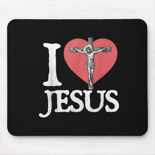 Mousepad I Love Jesus Retro Christian Religious For Men Wom (Frente)