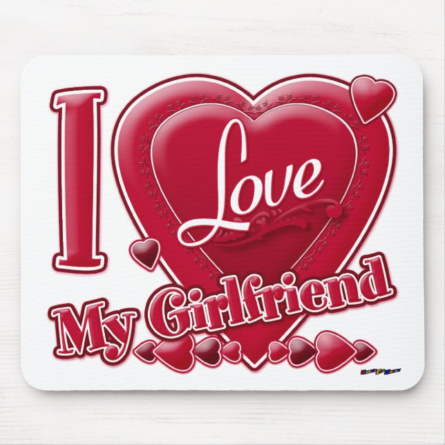 Mousepad I Love My Girlfriend red - heart (Frente)